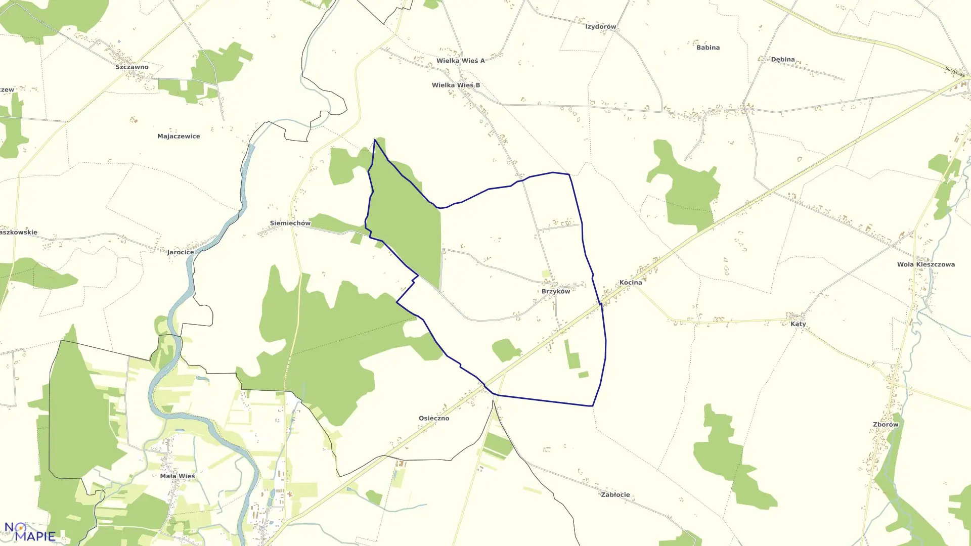 Mapa obrębu BRZYKÓW w gminie Widawa