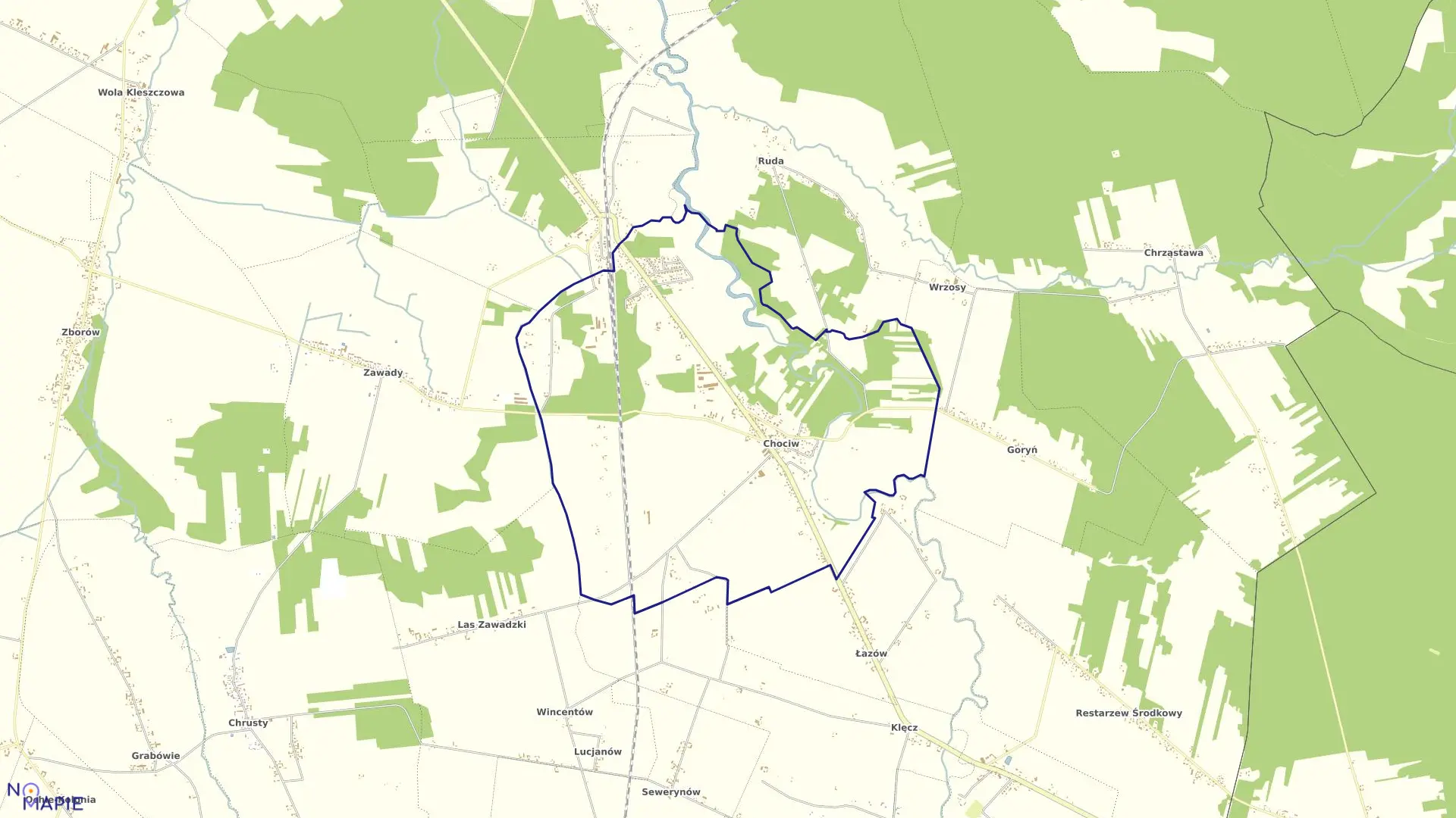Mapa obrębu CHOCIW w gminie Widawa