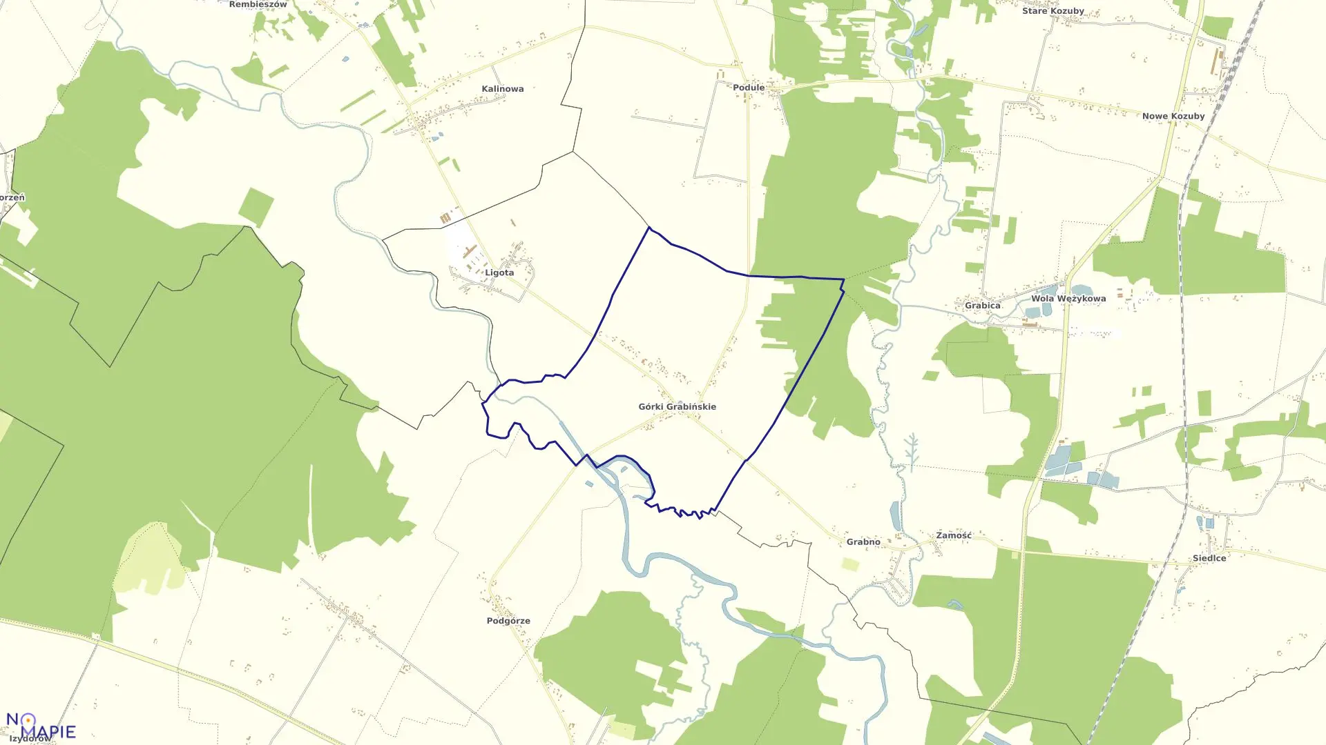 Mapa obrębu GÓRKI GRABIŃSKIE w gminie Widawa