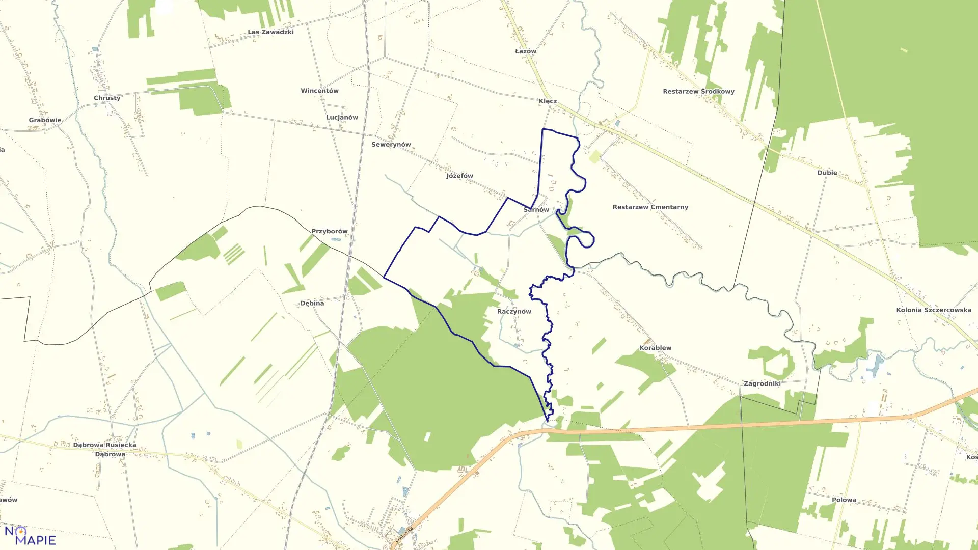 Mapa obrębu SARNÓW w gminie Widawa